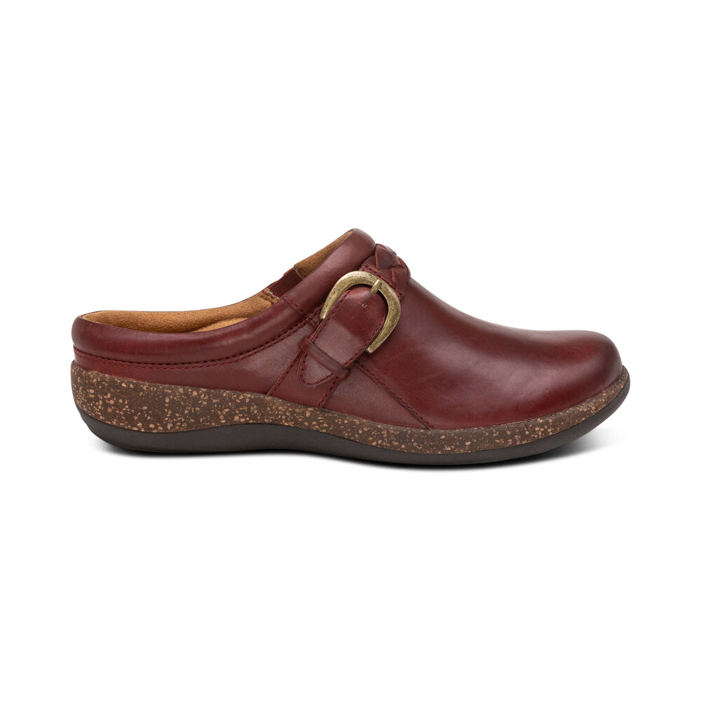 Aetrex Women's Libby Comfort Clogs - Burgundy | USA 173MFZM